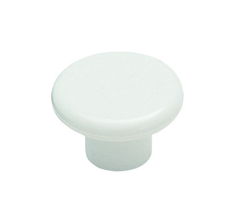 KNOB PLASTIC 1-1/4" WHTE