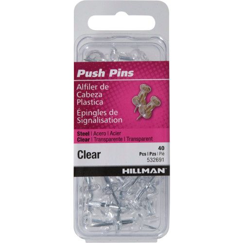 PUSH PINS (CLEAR) - 40 PC