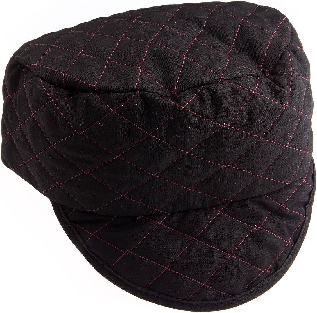 QUILTED BLACK SKULL CAP, SIZE 7-1/8