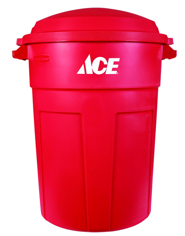 TRASH CAN 32GAL RED ACE