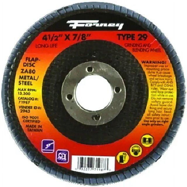 FLAP DISC, TYPE 29 (DESIGNED FOR GRINDING AND FINISHING), 4-1/2 IN X 7/8 IN, ZA80