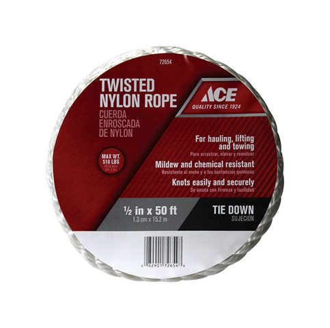 NYLON ROPE 1/2"X50 WHT