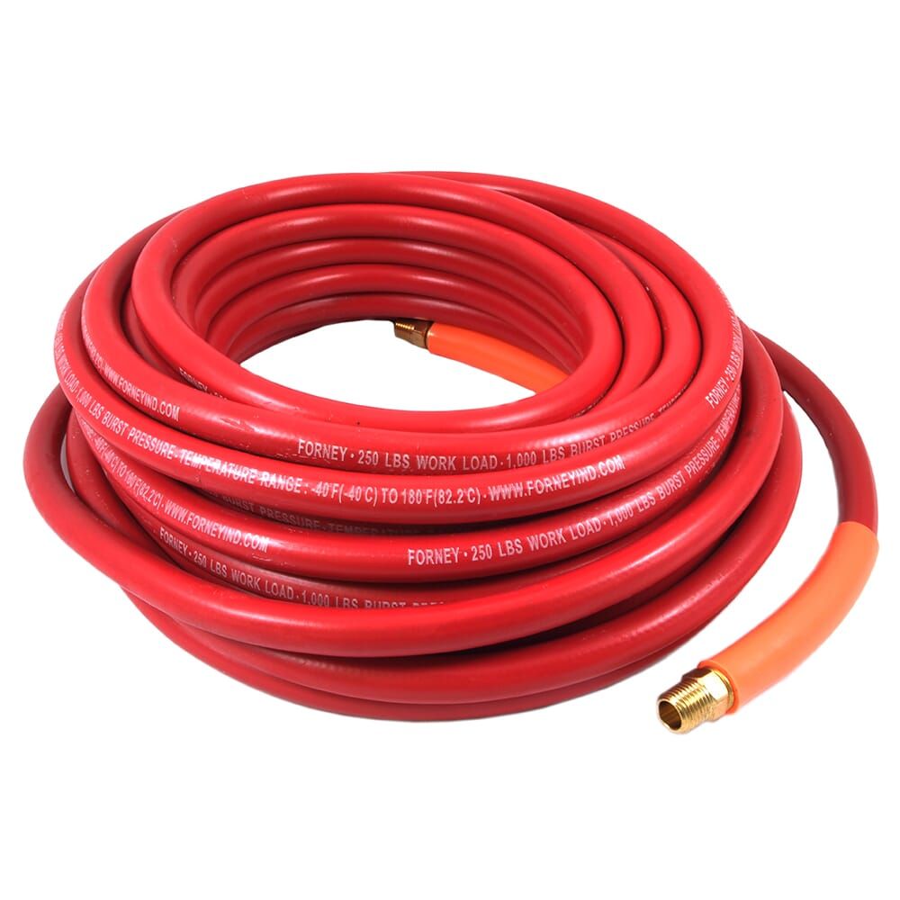 AIR HOSE, RED RUBBER, 1/4 IN X 25FT