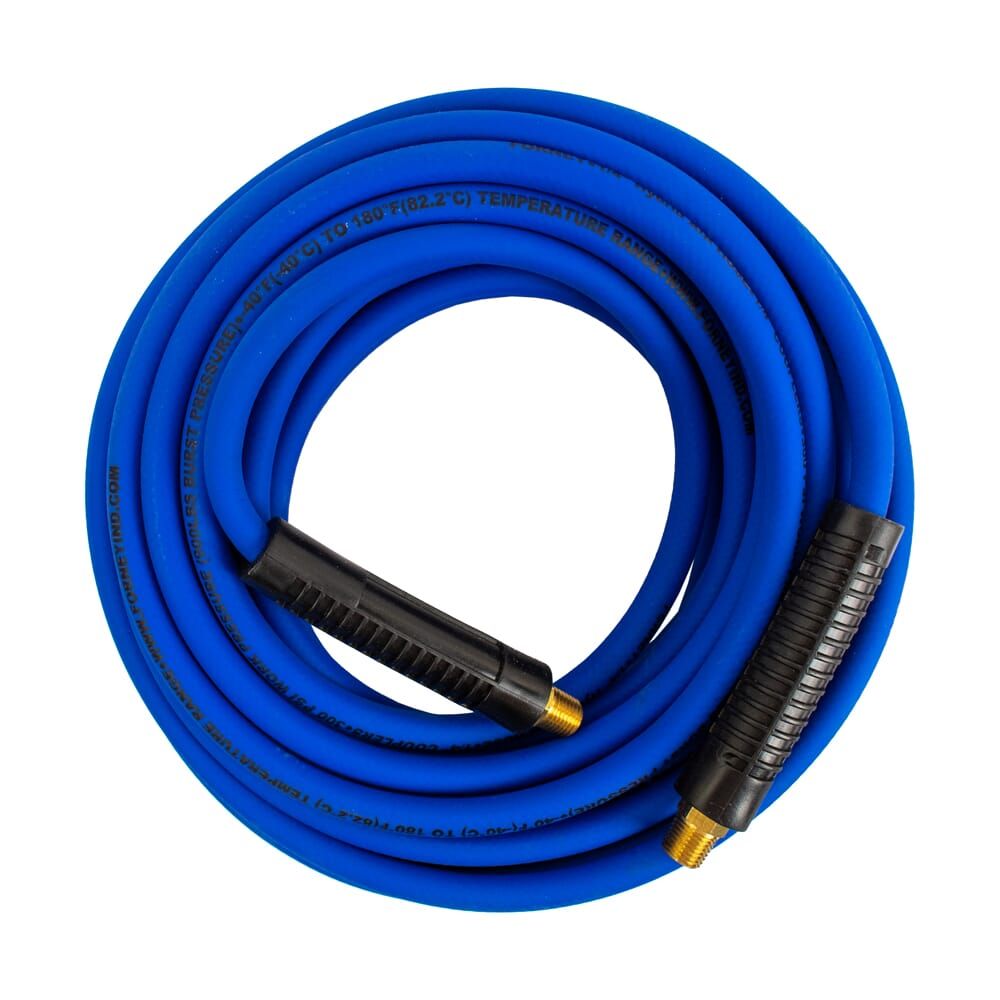 BLUE HYBRID AIR HOSE, 1/4 IN ID X 50 FT, 1/4 IN MNPT FITTING
