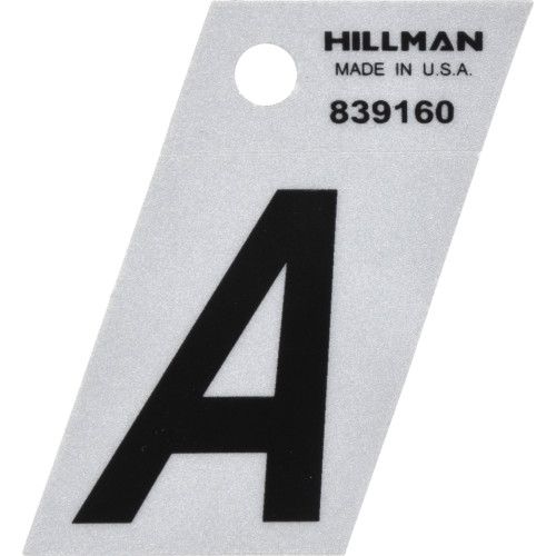 HILLMAN ADHESIVE LETTER A BLACK AND SILVER REFLECTIVE (1.5")