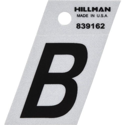 HILLMAN ADHESIVE LETTER B BLACK AND SILVER REFLECTIVE (1.5")