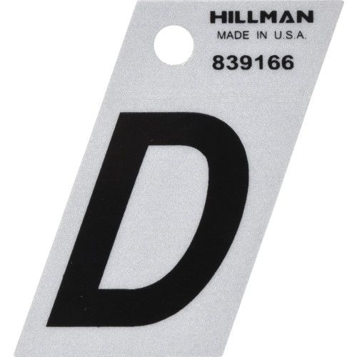 HILLMAN ADHESIVE LETTER D BLACK AND SILVER REFLECTIVE (1.5")