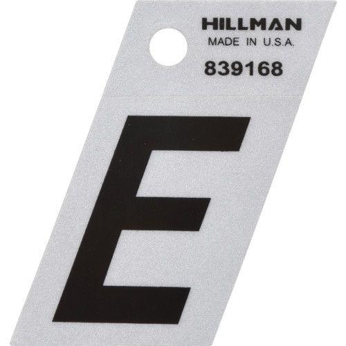 HILLMAN ADHESIVE LETTER E BLACK AND SILVER REFLECTIVE (1.5")