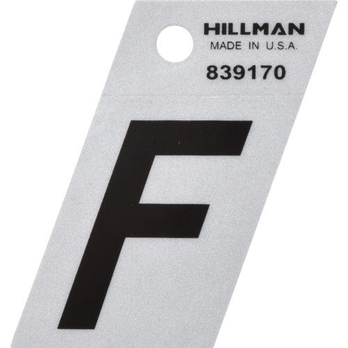HILLMAN ADHESIVE LETTER F BLACK AND SILVER REFLECTIVE (1.5")