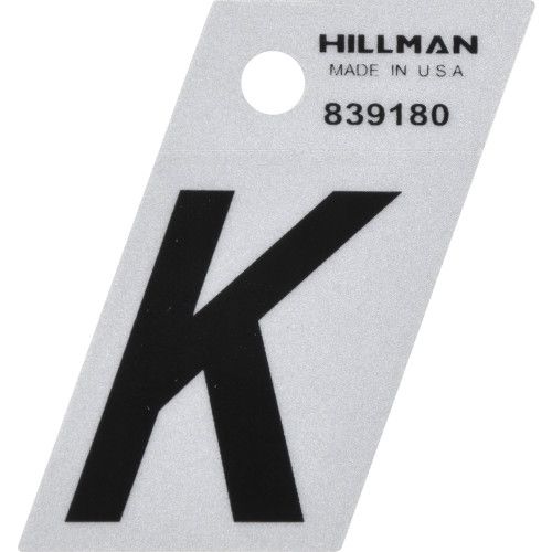 HILLMAN ADHESIVE LETTER K BLACK AND SILVER REFLECTIVE (1.5")