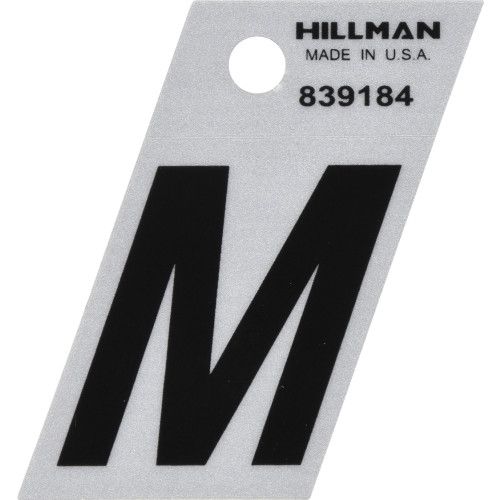 HILLMAN ADHESIVE LETTER M BLACK AND SILVER REFLECTIVE (1.5")