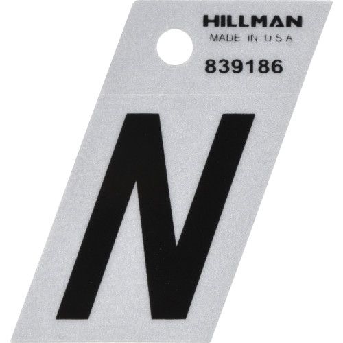 HILLMAN ADHESIVE LETTER N BLACK AND SILVER REFLECTIVE (1.5")