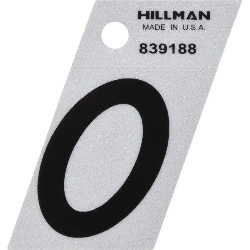 HILLMAN ADHESIVE LETTER O BLACK AND SILVER REFLECTIVE (1.5")