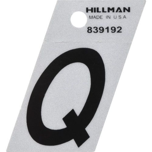 HILLMAN ADHESIVE LETTER Q BLACK AND SILVER REFLECTIVE (1.5")