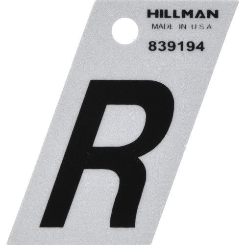 HILLMAN ADHESIVE LETTER R BLACK AND SILVER REFLECTIVE (1.5")