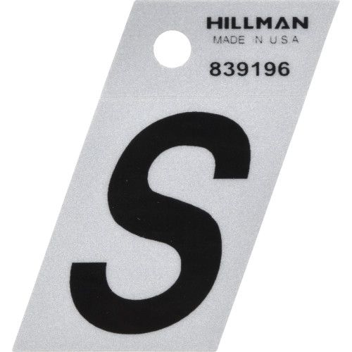 HILLMAN ADHESIVE LETTER S BLACK AND SILVER REFLECTIVE (1.5")