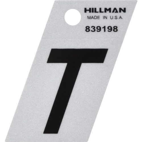 HILLMAN ADHESIVE LETTER T BLACK AND SILVER REFLECTIVE (1.5")