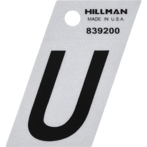 HILLMAN ADHESIVE LETTER U BLACK AND SILVER REFLECTIVE (1.5")