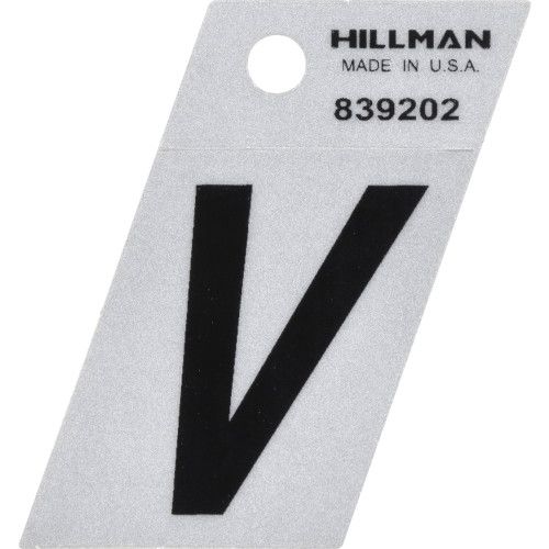 HILLMAN ADHESIVE LETTER V BLACK AND SILVER REFLECTIVE (1.5")