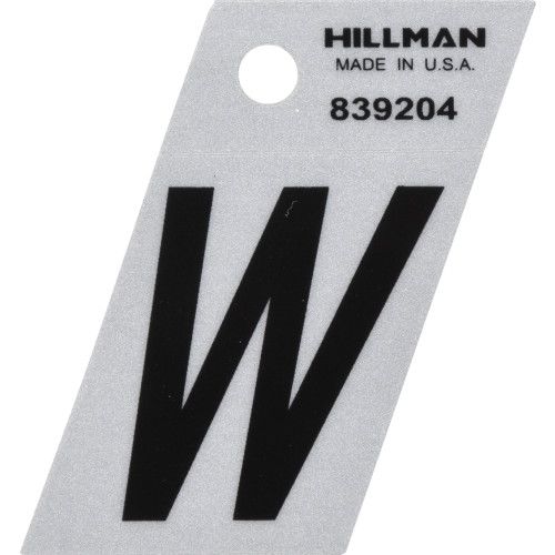 HILLMAN ADHESIVE LETTER W BLACK AND SILVER REFLECTIVE (1.5")