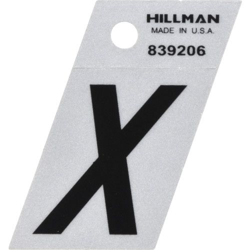 HILLMAN ADHESIVE LETTER X BLACK AND SILVER REFLECTIVE (1.5")