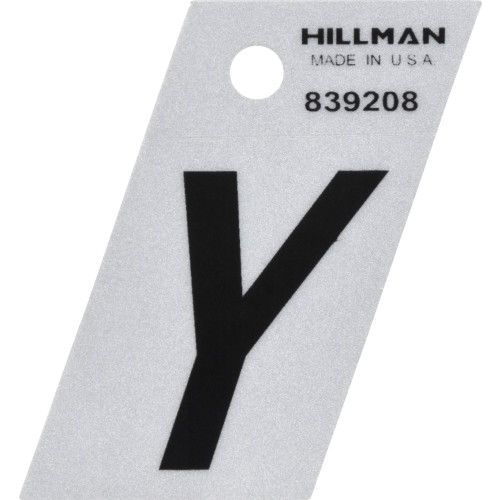 HILLMAN ADHESIVE LETTER Y BLACK AND SILVER REFLECTIVE (1.5")