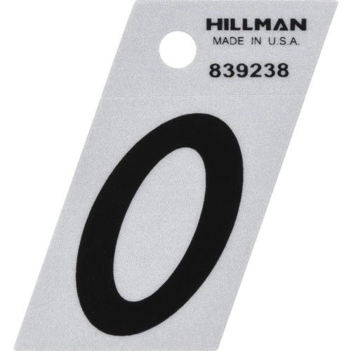 HILLMAN ADHESIVE HOUSE NUMBER 0 BLACK AND SILVER REFLECTIVE (1.5")