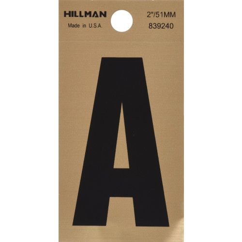 HILLMAN ADHESIVE LETTER A BLACK AND GOLD (2")
