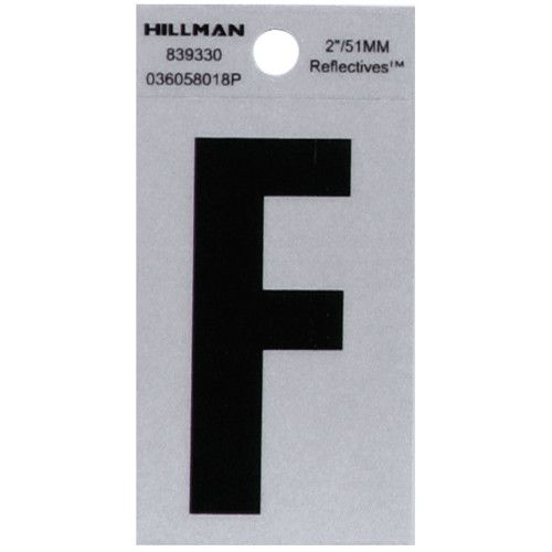 HILLMAN ADHESIVE LETTER F BLACK AND SILVER REFLECTIVE (2")