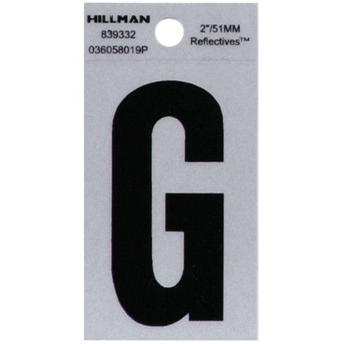 HILLMAN ADHESIVE LETTER G BLACK AND SILVER REFLECTIVE (2")