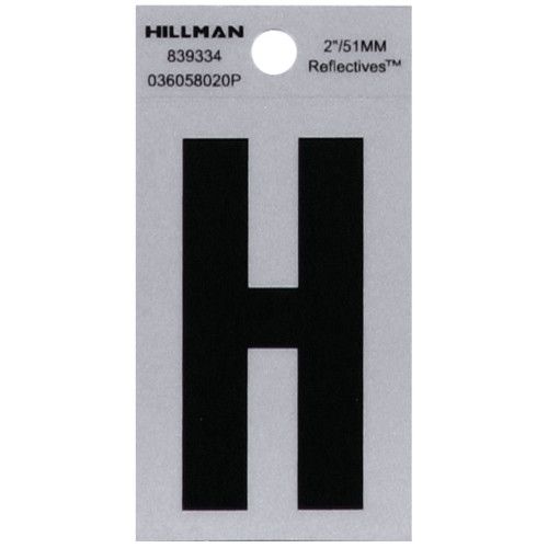 HILLMAN ADHESIVE LETTER H BLACK AND SILVER REFLECTIVE (2")