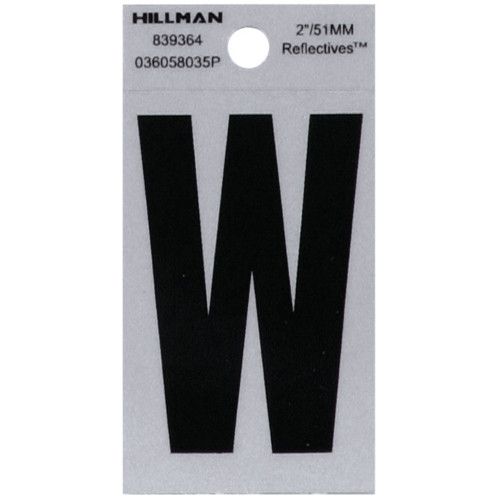 HILLMAN ADHESIVE LETTER W BLACK AND SILVER REFLECTIVE (2")