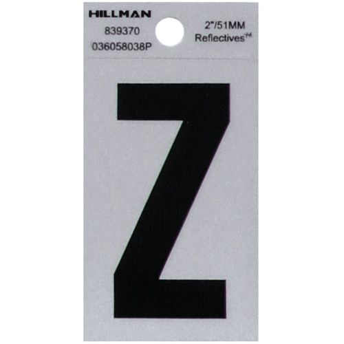 HILLMAN ADHESIVE LETTER Z BLACK AND SILVER REFLECTIVE (2")