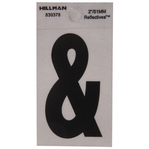 HILLMAN ADHESIVE AMPERSAND BLACK AND SILVER REFLECTIVE (2")