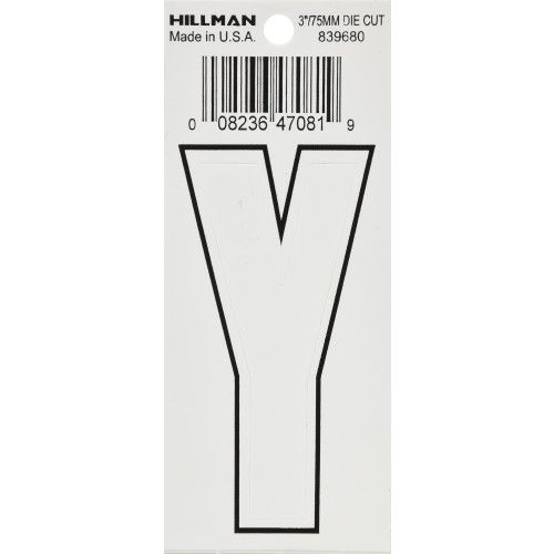 HILLMAN ADHESIVE LETTER Y WHITE (3")