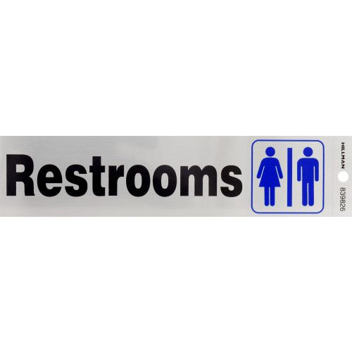 HILLMAN ADHESIVE RESTROOMS SIGN (2" X 8")