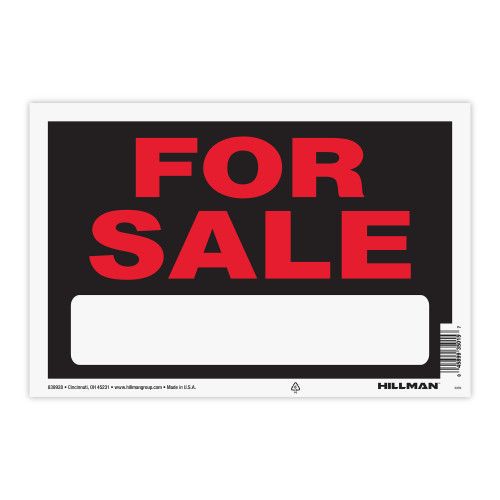HILLMAN FOR SALE SIGN BLACK AND RED (8" X 12")