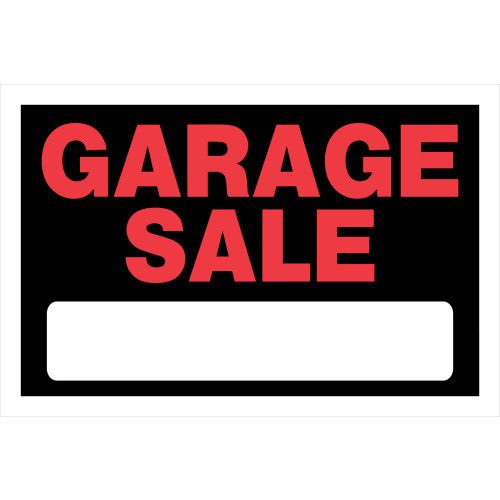 HILLMAN GARAGE SALE SIGN BLACK AND RED (8" X 12")