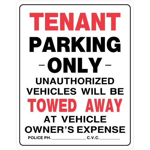 HILLMAN TENANT PARKING ONLY SIGN (19" X 15")