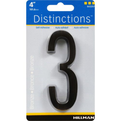 DISTINCTIONS ADHESIVE HOUSE NUMBER 3 BRONZE (4")