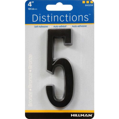 DISTINCTIONS ADHESIVE HOUSE NUMBER 5 BRONZE (4")