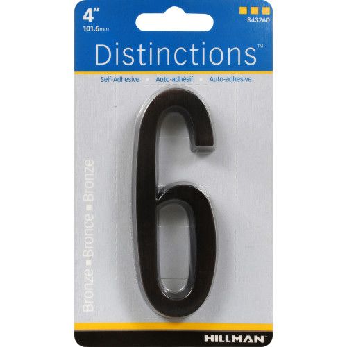 DISTINCTIONS ADHESIVE HOUSE NUMBER 6 BRONZE (4")
