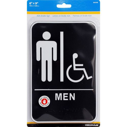 HILLMAN MEN'S HANDICAPPED RESTROOM SIGN WITH BRAILLE (6" X 9")