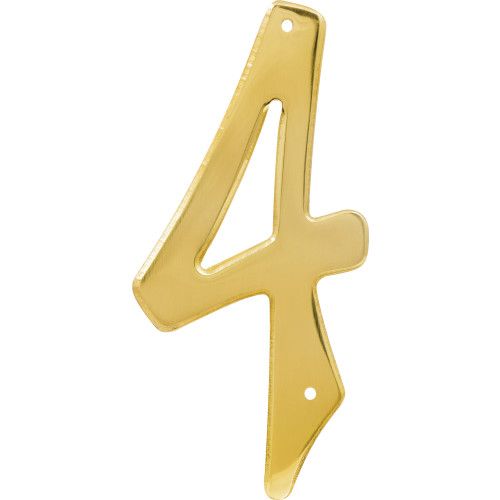 HILLMAN NAIL-ON HOUSE NUMBER 4 BRASS (4")