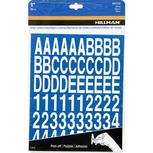 HILLMAN ADHESIVE HOUSE LETTER AND NUMBER PACK WHITE (1")