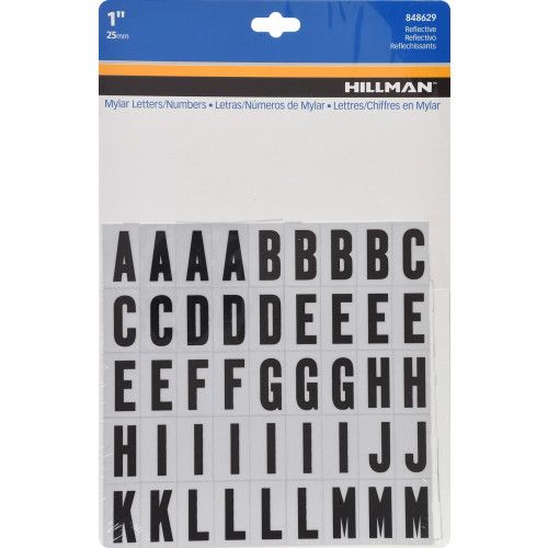HILLMAN ADHESIVE LETTER & NUMBER PACK BLACK AND SILVER REFLECTIVE (1")