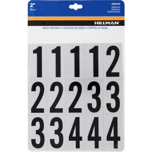 HILLMAN ADHESIVE SQUARE-CUT HOUSE NUMBER PACK REFLECTIVE (2")