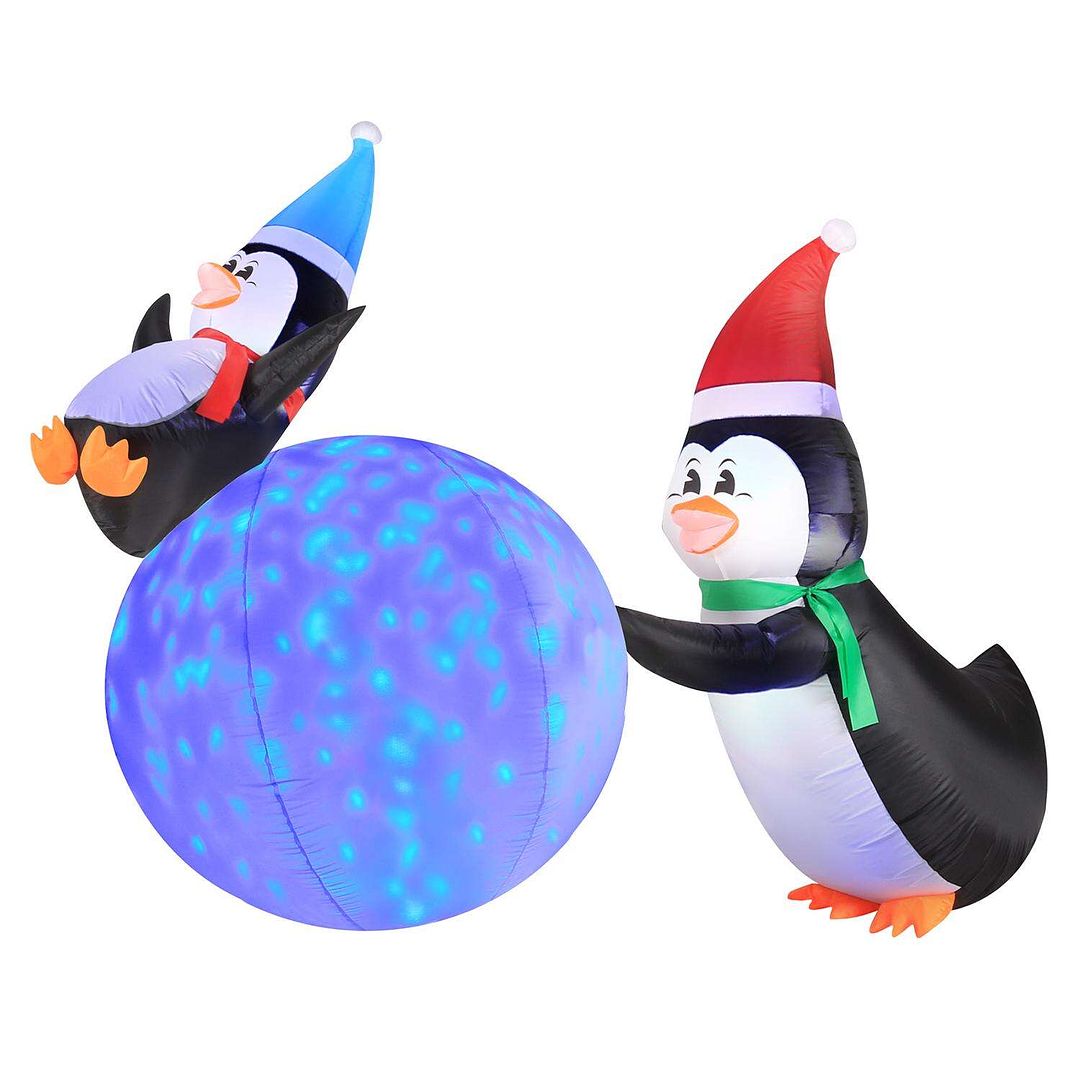 Occasions LED Blue Penguins and Snowball 5 ft. Inflatable