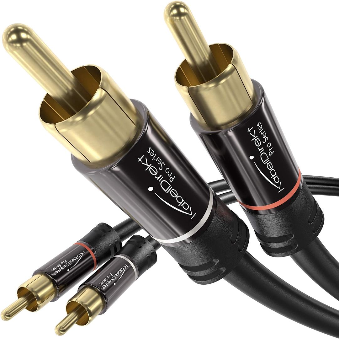 CableDirect  6ft RCA/phono cable,  2 plugs, stereo audio cable, practically break-proof & flawless sound quality (coaxial cable, subwoofer/amp/HiFi & home cinema/Blu-ray, analog & digital)