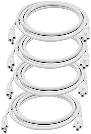 T5 T8 LED Double End 3Pin Lamp Connecting Wire Ceiling Lights Daylight LED Integrated Tube Cable Linkable Cords for LED Tube Lamp Holder Socket Fittings with Cables White Color,( 4.9FT / 1.5M ).4-PACK